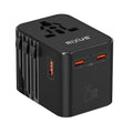 Rejseadapter 25W med USB-C – World Travel Adapter til EU, US & UK – Sort