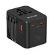 Rejseadapter 25W med USB-C – World Travel Adapter til EU, US & UK – Sort