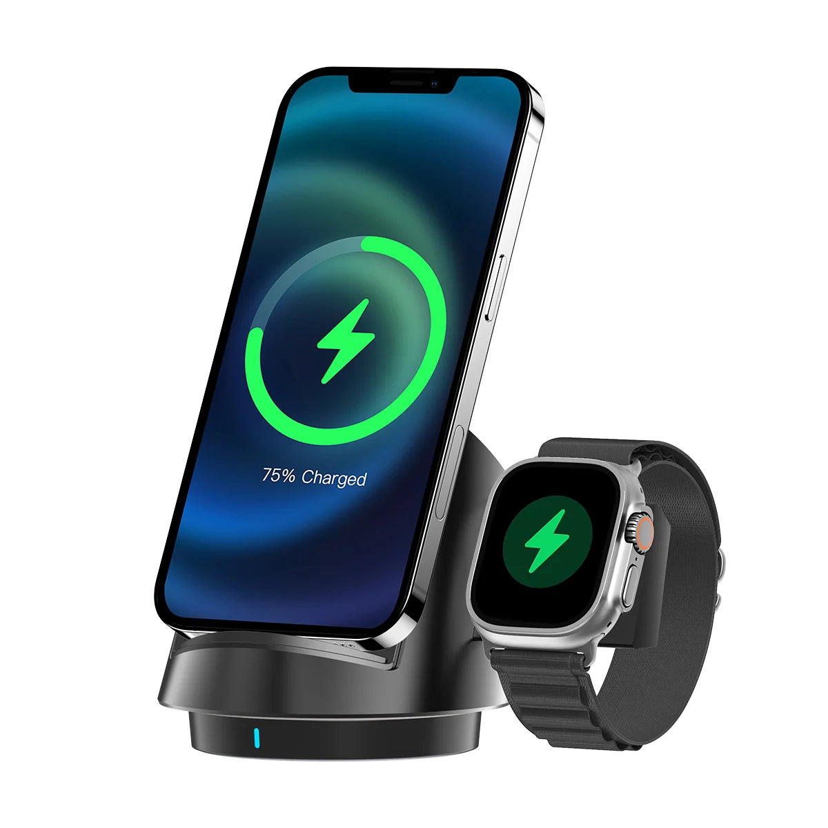 Trådløs Ladestation til Smartphone, Høretelefoner og Smartwatch